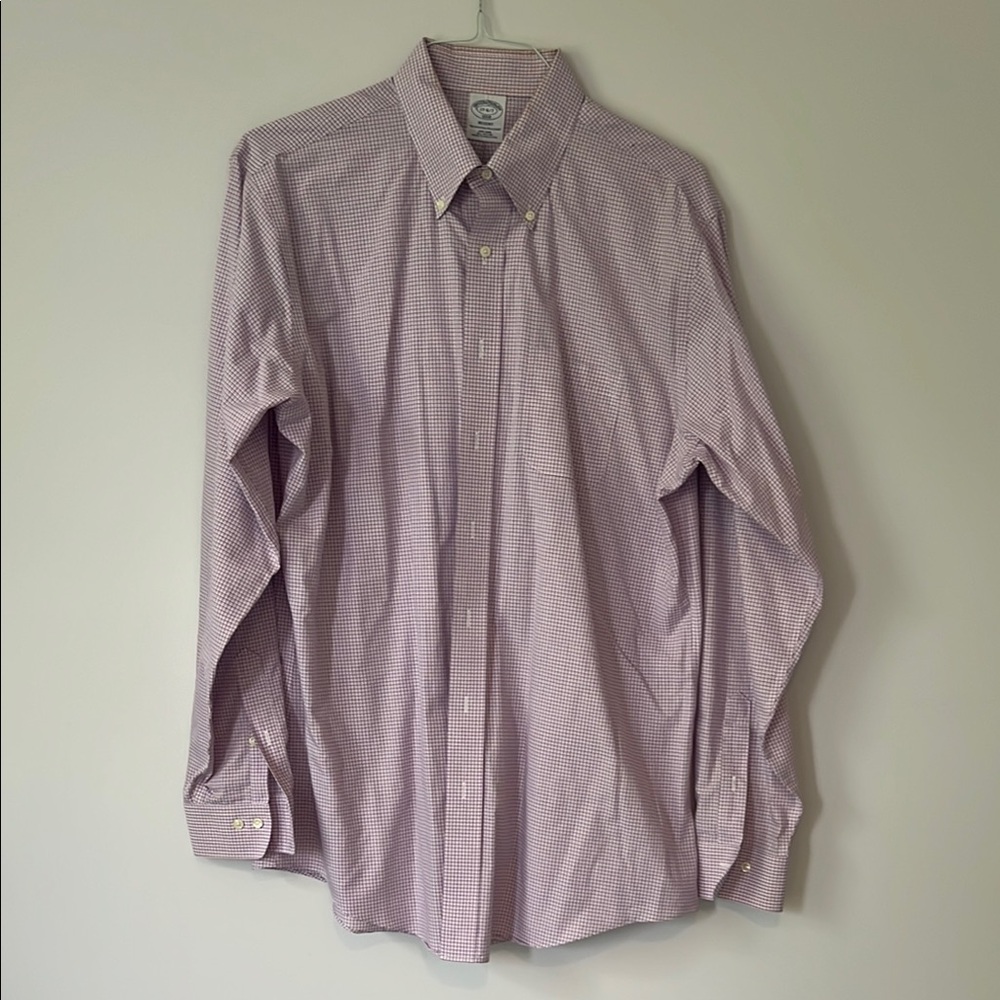Brooks Brothers Men's Purple/Pink Checkered Shirt